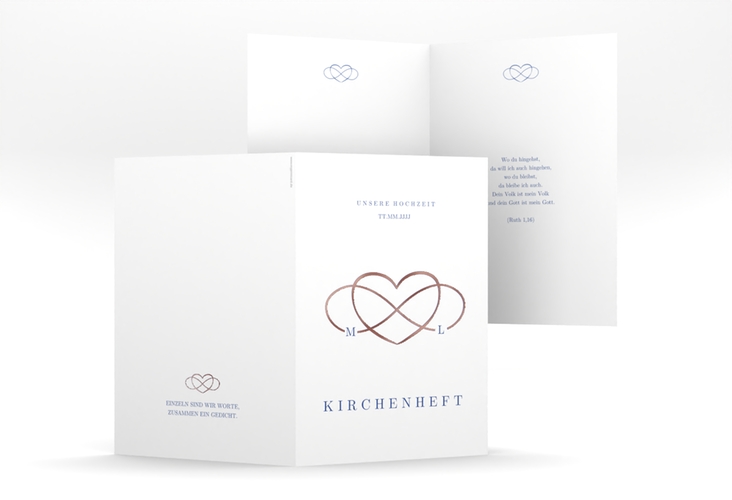 Kirchenheft Hochzeit Infinity A5 Klappkarte hoch rosegold