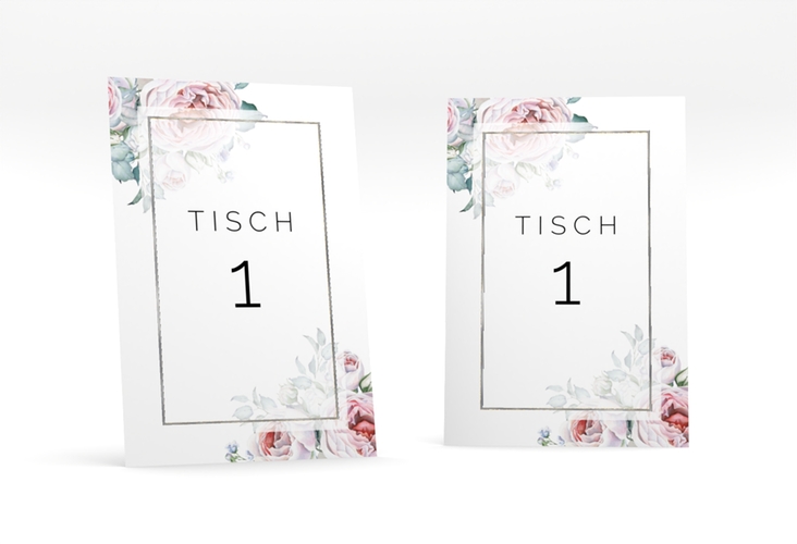 Tischnummer Hochzeit Embrace Tischaufsteller silber