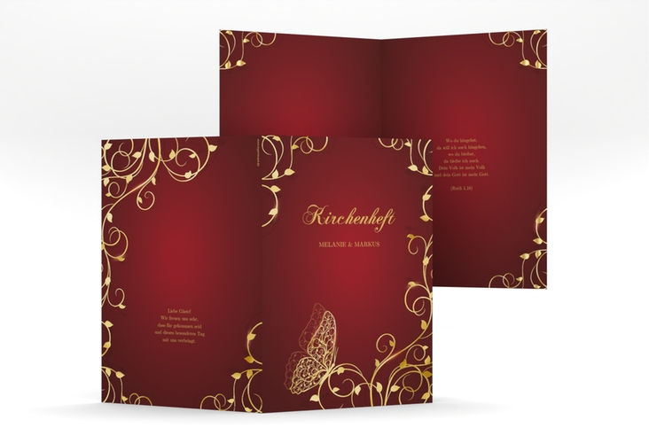 Kirchenheft Hochzeit Eternity A5 Klappkarte hoch rot gold