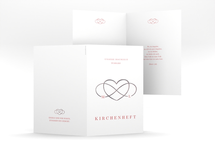 Kirchenheft Hochzeit Infinity A5 Klappkarte hoch rot silber