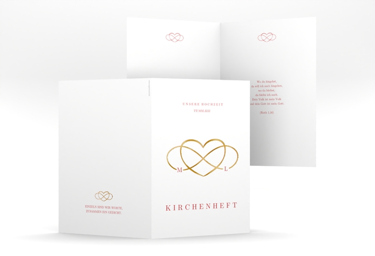 Kirchenheft Hochzeit Infinity A5 Klappkarte hoch rot gold