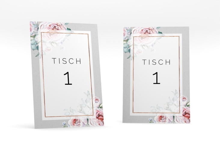 Tischnummer Hochzeit Embrace Tischaufsteller grau rosegold