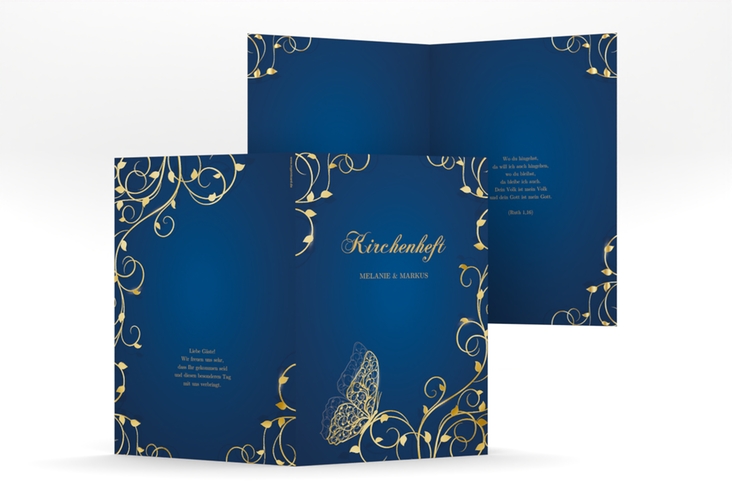 Kirchenheft Hochzeit Eternity A5 Klappkarte hoch blau gold