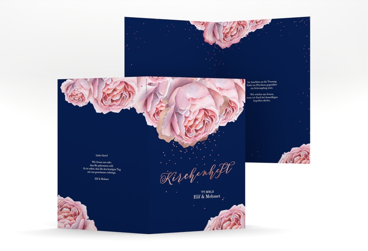 Kirchenheft Hochzeit Cherie A5 Klappkarte hoch rosa rosegold