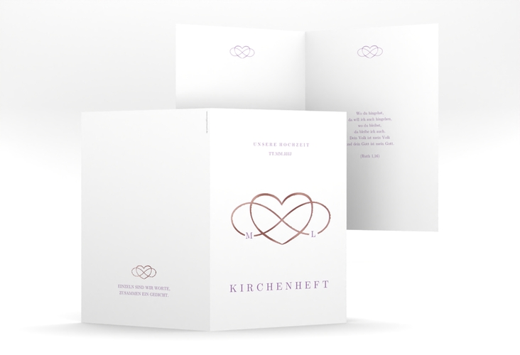 Kirchenheft Hochzeit Infinity A5 Klappkarte hoch lila rosegold