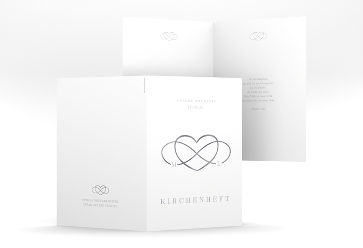 Kirchenheft Hochzeit Infinity A5 Klappkarte hoch grau silber