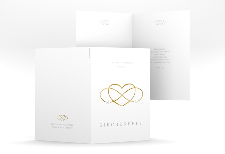 Kirchenheft Hochzeit Infinity A5 Klappkarte hoch grau gold