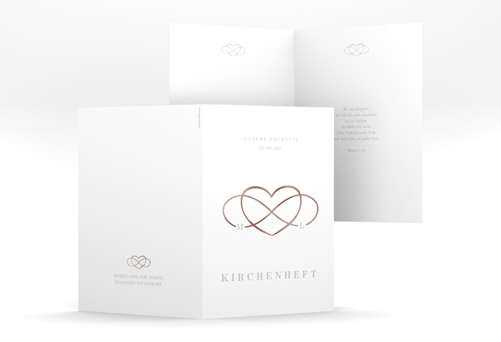 Kirchenheft Hochzeit Infinity A5 Klappkarte hoch grau rosegold