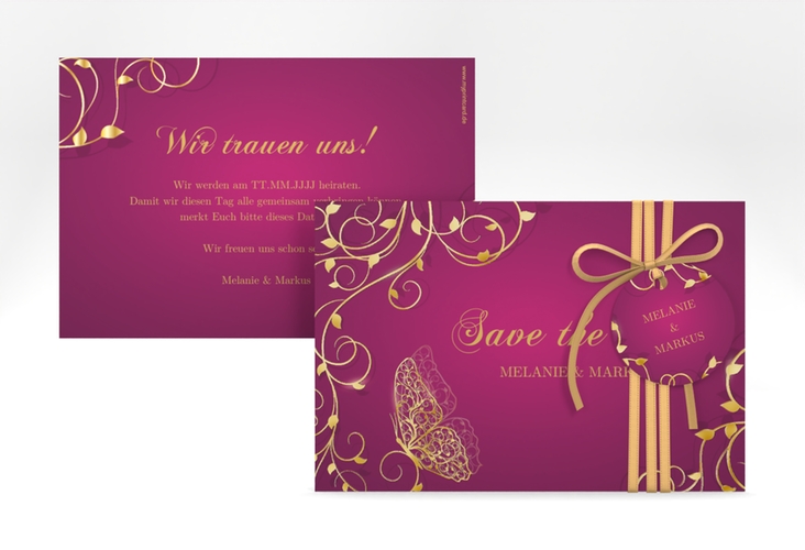 Save the Date-Karte Eternity A6 Karte quer pink gold