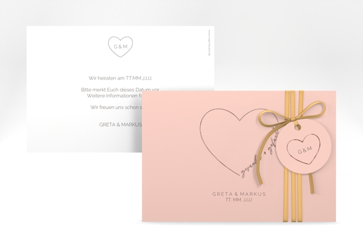 Save the Date-Karte Lebenstraum A6 Karte quer rosa rosegold