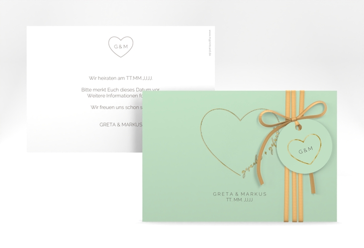 Save the Date-Karte Lebenstraum A6 Karte quer mint gold