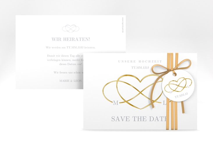 Save the Date-Karte Infinity A6 Karte quer grau gold