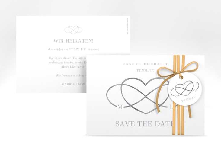 Save the Date-Karte Infinity A6 Karte quer grau silber