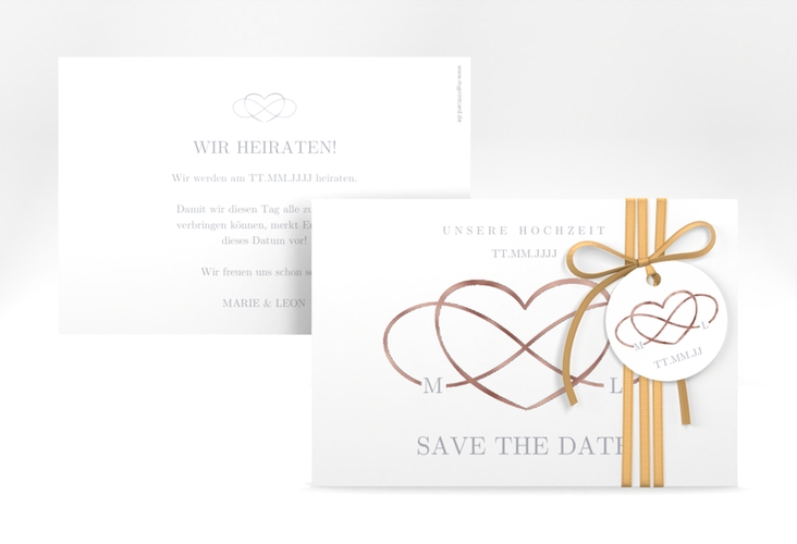 Save the Date-Karte Infinity A6 Karte quer grau rosegold