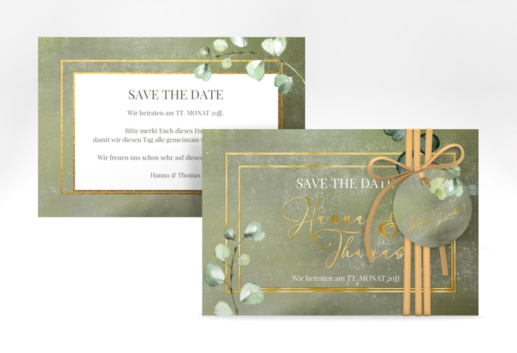 Save the Date-Karte Jade A6 Karte quer gruen gold