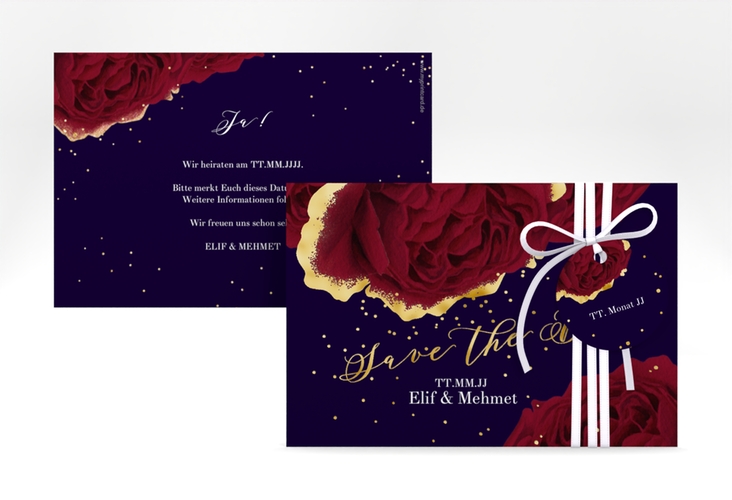 Save the Date-Karte Cherie A6 Karte quer schwarz gold