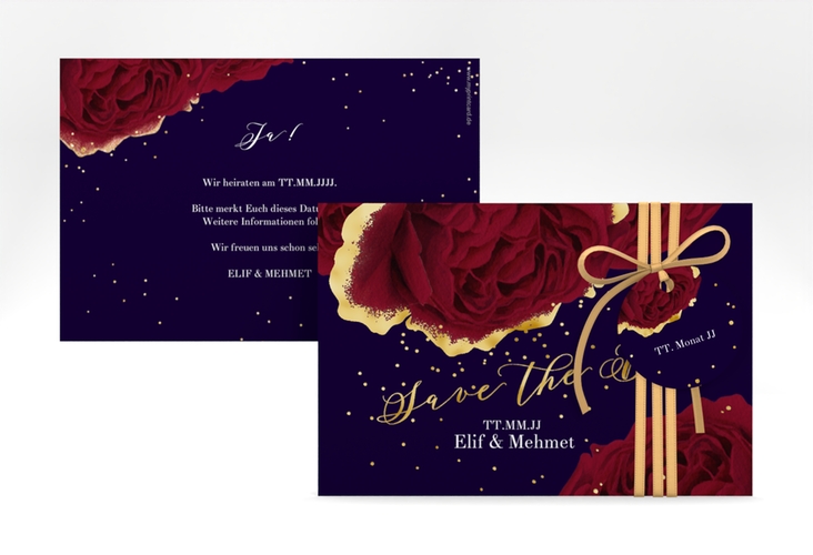 Save the Date-Karte Cherie A6 Karte quer schwarz gold