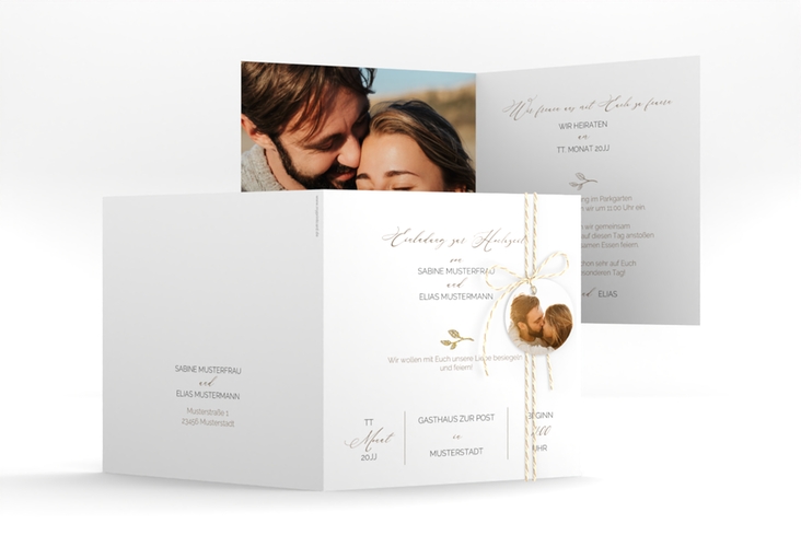 Hochzeitseinladung Plain quadr. Klappkarte gold