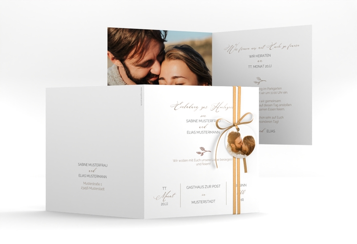 Hochzeitseinladung Plain quadr. Klappkarte rosegold