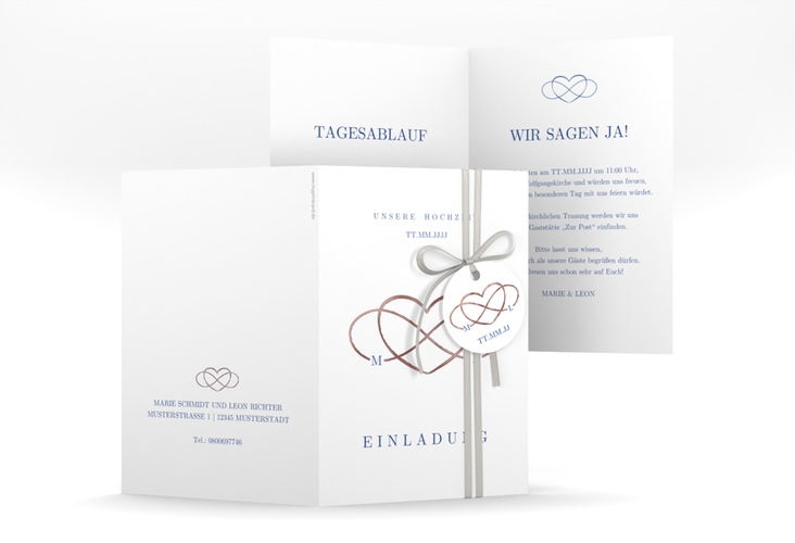 Einladungskarte Hochzeit Infinity A6 Klappkarte hoch rosegold