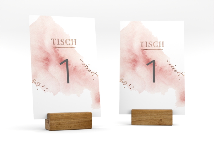 Tischnummer Hochzeit Pastell Tischaufsteller rosegold