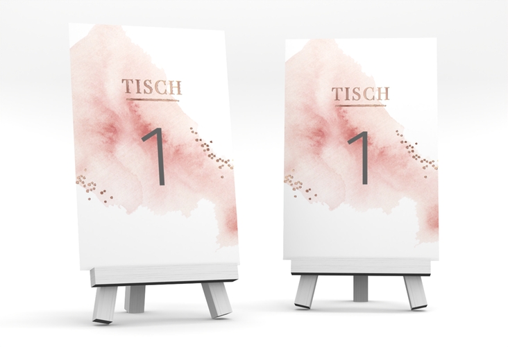 Tischnummer Hochzeit Pastell Tischaufsteller rosegold