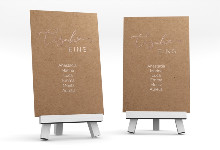 Tischaufsteller Hochzeit Jawort Tischaufsteller Kraftpapier rosegold modern minimalistisch mit veredelter Aufschrift