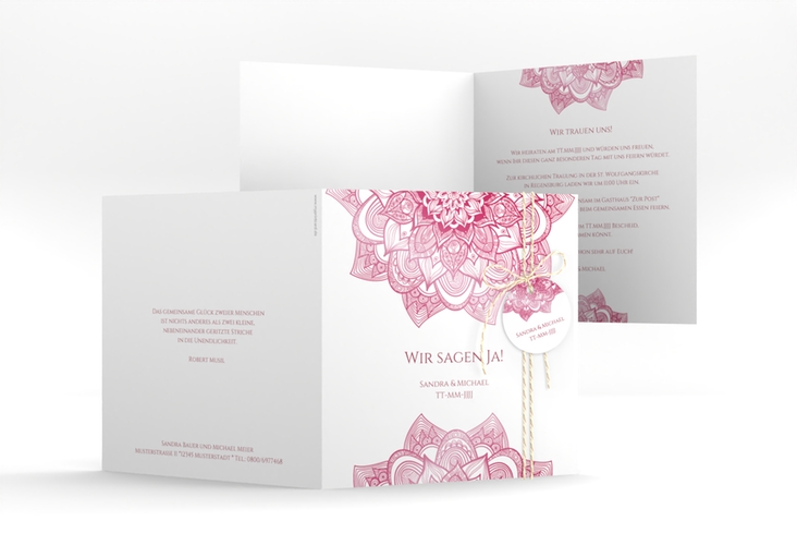 Hochzeitseinladung Delight quadr. Klappkarte pink