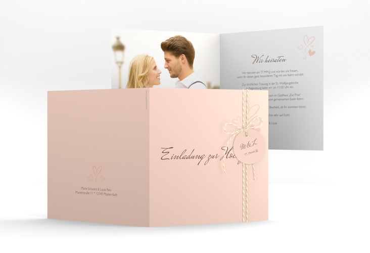 Hochzeitseinladung Purity quadr. Klappkarte apricot