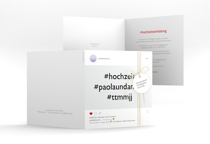 Hochzeitseinladung Posting quadr. Klappkarte