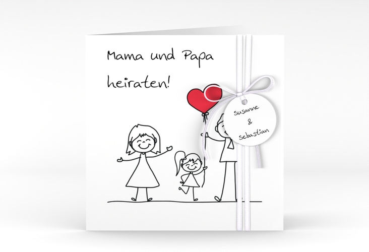 Hochzeitseinladung Familia quadr. Klappkarte weiss