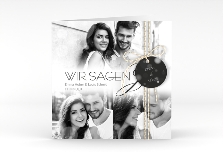 Hochzeitseinladung Bokeh quadr. Klappkarte weiss