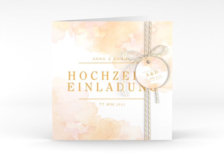 Hochzeitseinladung Blush quadr. Klappkarte orange