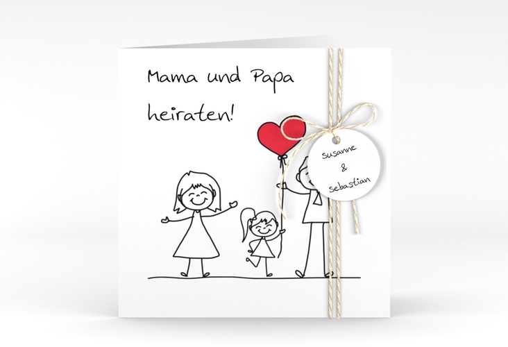 Hochzeitseinladung Familia quadr. Klappkarte weiss