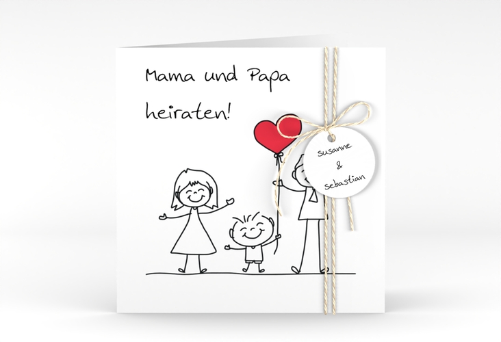 Hochzeitseinladung Family quadr. Klappkarte weiss hochglanz