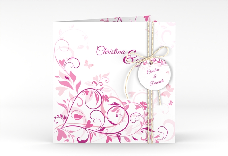 Hochzeitseinladung Lilly quadr. Klappkarte pink