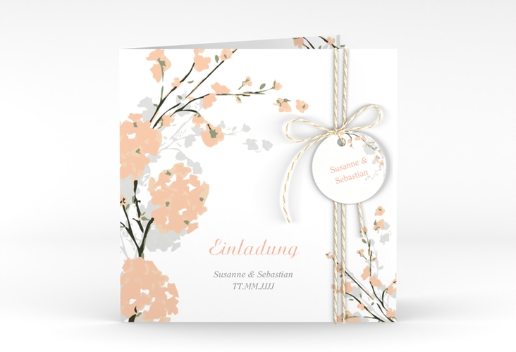 Hochzeitseinladung Salerno quadr. Klappkarte apricot