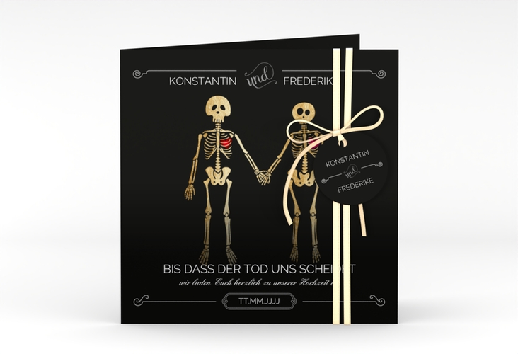 Hochzeitseinladung Bones quadr. Klappkarte