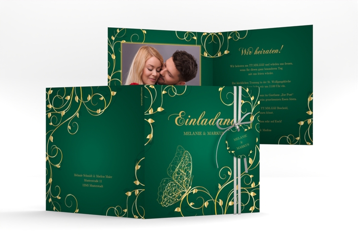 Hochzeitseinladung Eternity quadr. Klappkarte gruen