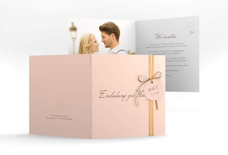 Hochzeitseinladung Purity quadr. Klappkarte apricot