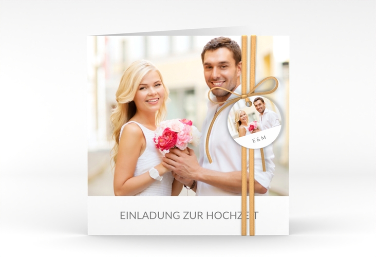 Hochzeitseinladung Vista quadr. Klappkarte weiss hochglanz