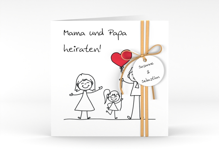 Hochzeitseinladung Familia quadr. Klappkarte weiss