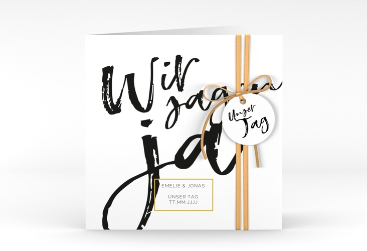 Hochzeitseinladung Words quadr. Klappkarte weiss modern mit Brush-Schrift