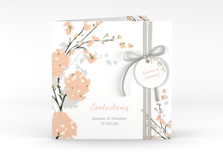 Hochzeitseinladung Salerno quadr. Klappkarte apricot