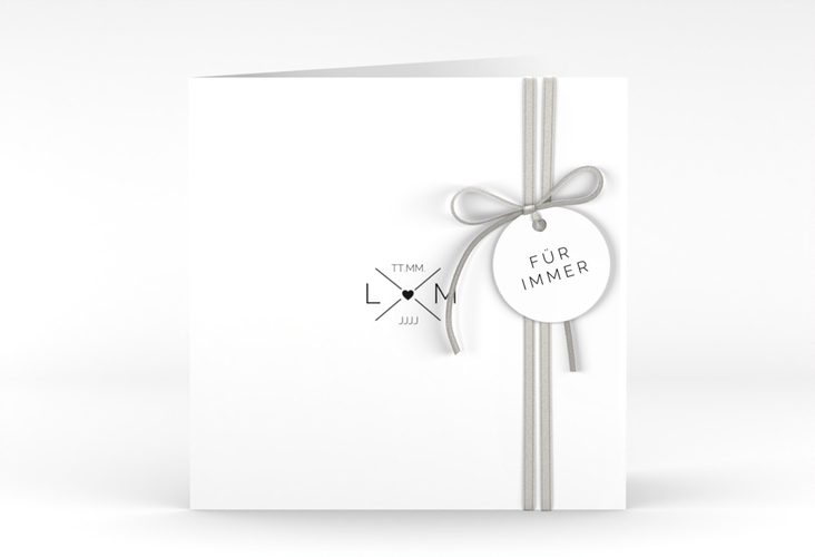 Hochzeitseinladung Initials quadr. Klappkarte mit Initialen im minimalistischen Design
