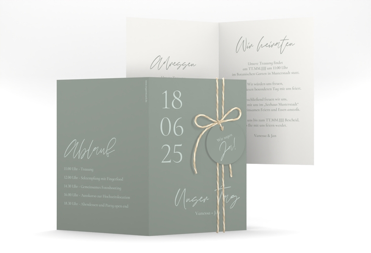 Einladungskarte Hochzeit Day A6 Klappkarte hoch hochglanz mit Datum im minimalistischen Design