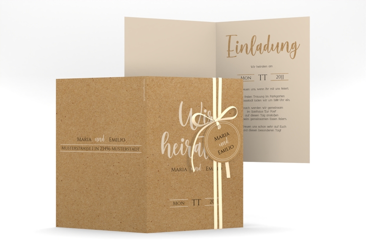 Einladungskarte Hochzeit Noble A6 Klappkarte hoch mit elegantem Schriftzug