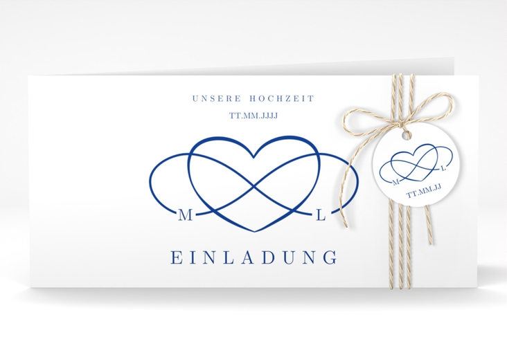 Hochzeitseinladung Infinity lange Klappkarte quer hochglanz