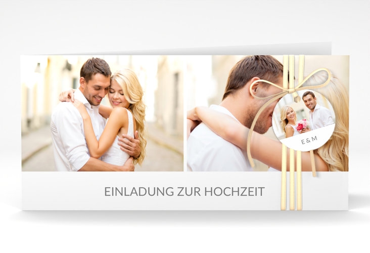 Hochzeitseinladung Vista lange Klappkarte quer weiss hochglanz