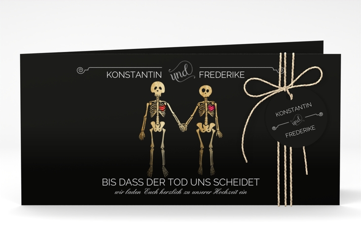 Hochzeitseinladung Bones lange Klappkarte quer